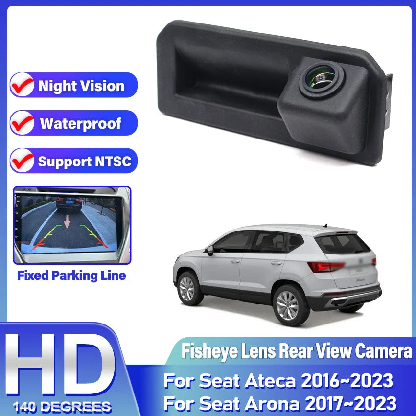 Car Parking Camera For Seat Ateca 2016~2023 Arona 2017~2023 Fisheye Lens Trunk Handle Rear View Camera HD CCD Night Vision