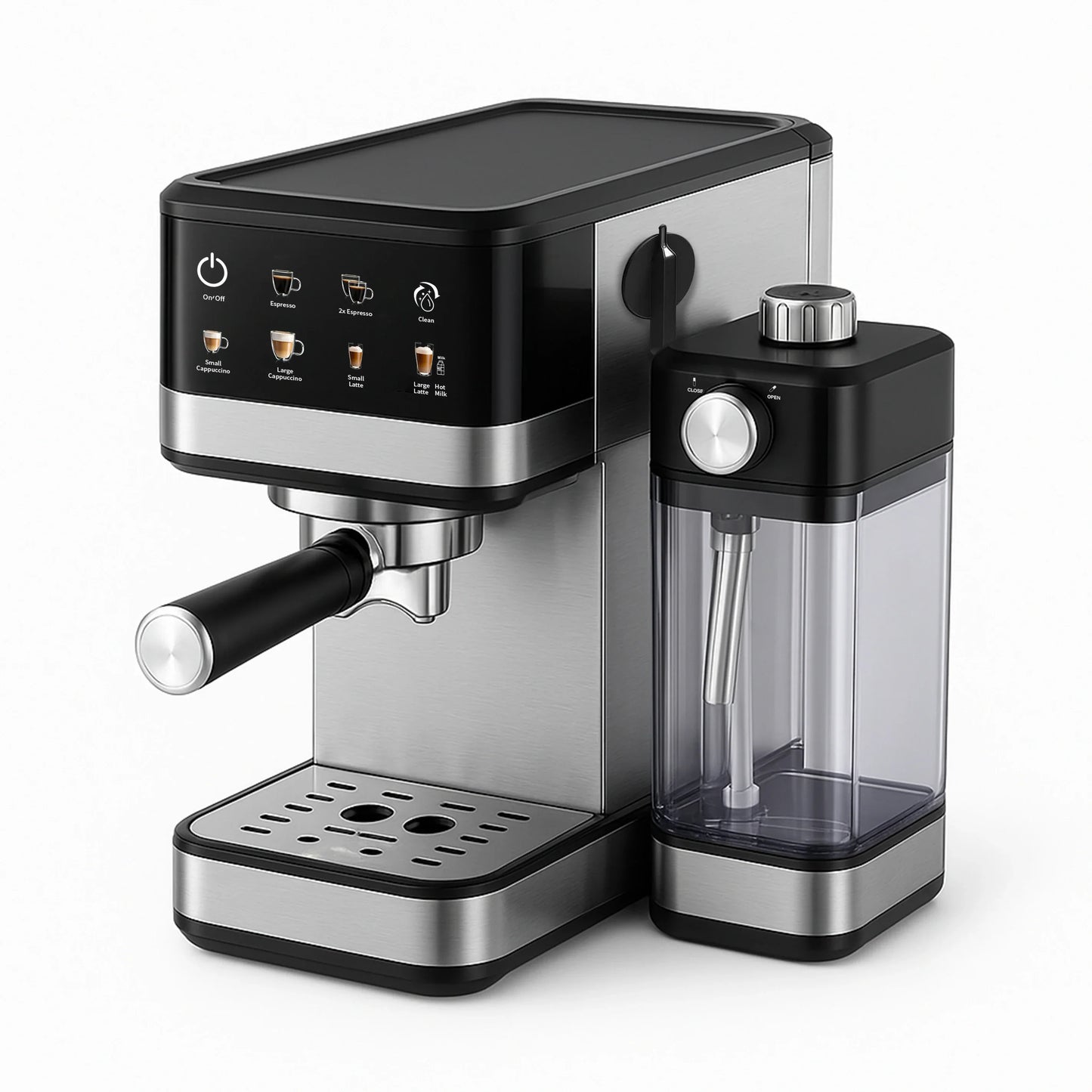 15 Bar Touch Menu Digital Semi Automatic Espresso Coffee Machine With Frothing Milk Tank Home Use
