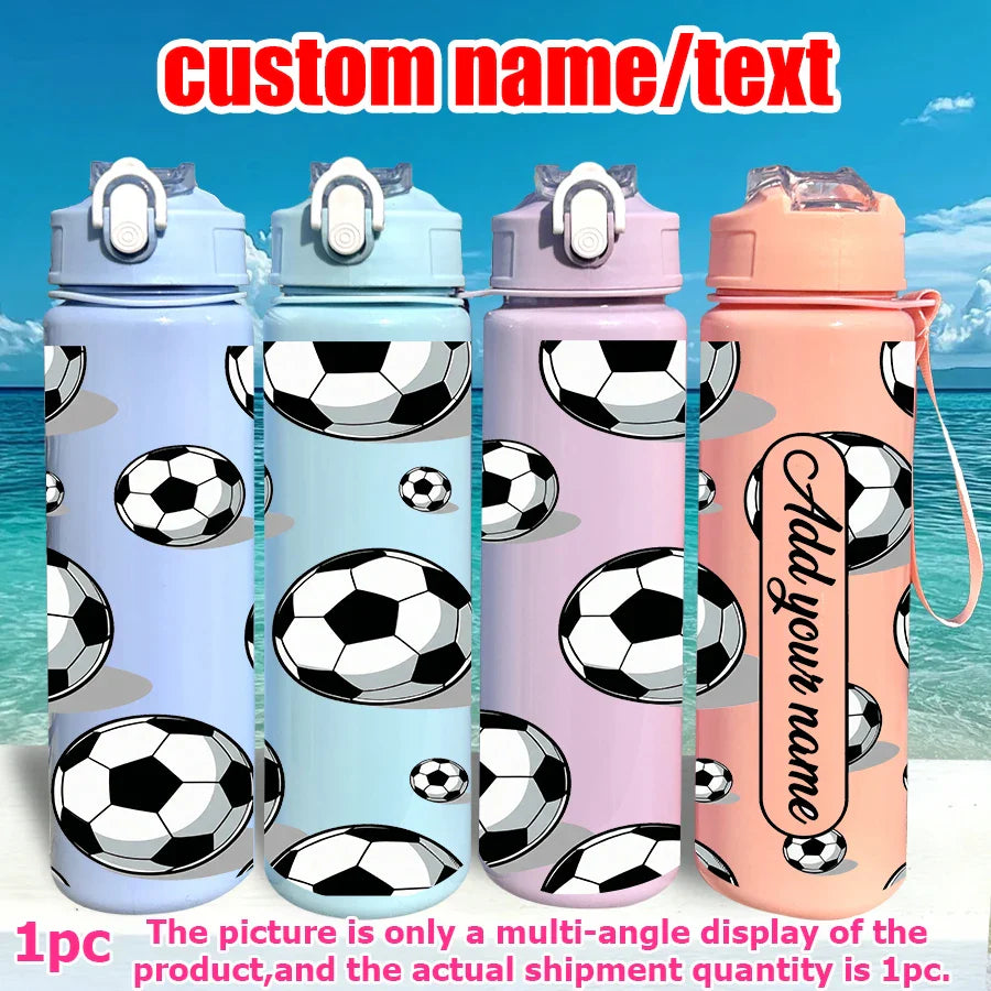 1 customized 25-ounce football-themed water bottle with personalized name and leak-proof design. This sports cup is for family a