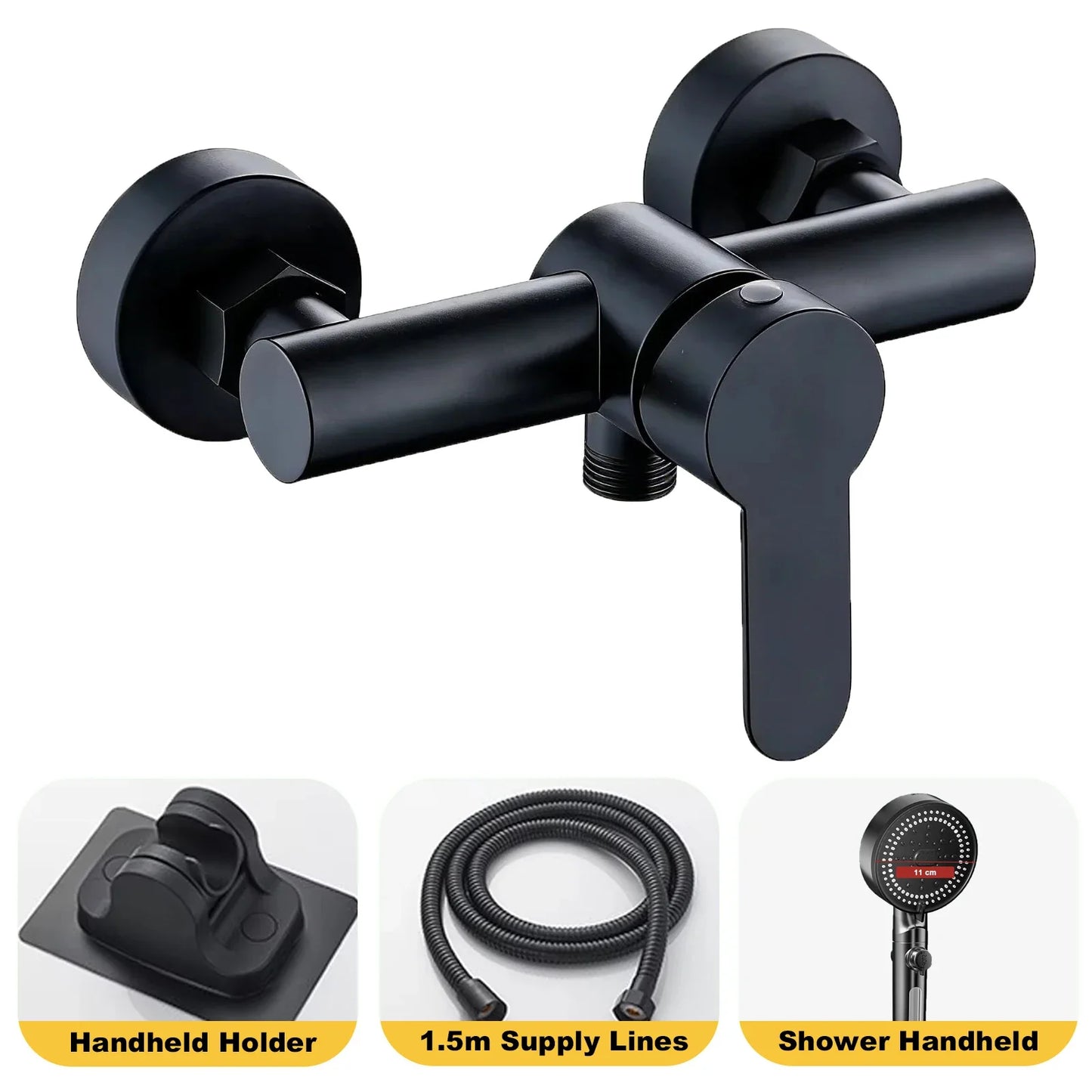 304 Stainless Steel Bathroom Shower Faucet Wall Mounted Triple Tub Faucet Hot and Cold Water Mixing Valve Faucet with G1/2 Inch