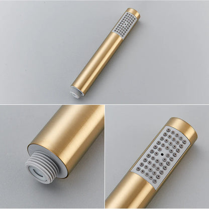 Brushed Gold Shower Faucet Embedded In 2 Ways Shower Mixers Wall Mounted Rainfall Bathroom Shower Tap Stainless Steel Head