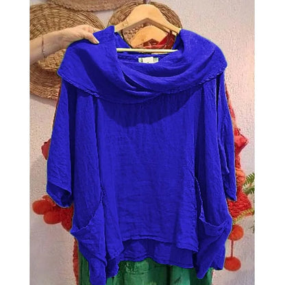 2025 Women New Fashion Off Shoulder Oversize Blouse Solid Bat Sleeve Tops Spring Summer Loose Irregular Hem Shirt Female Holiday