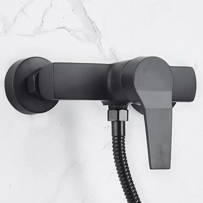 Black Wall-Mounted Shower Mixer Faucet - Single Handle Hot/Cold Water Control Valve for Household Bathroom Accessories