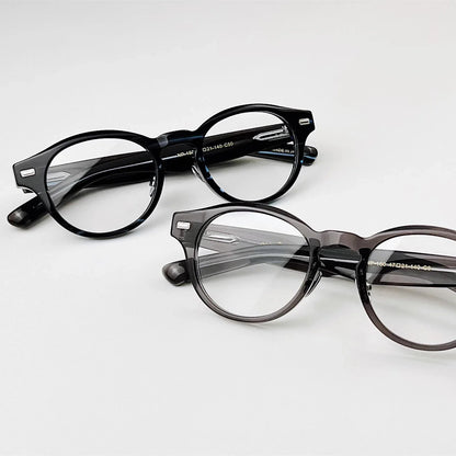 Classic Retro Round Glasses Frame Men Top Quality Acetate Trendy Eyeglasses for Women Handmade Vintage Thick Frame Eyewear