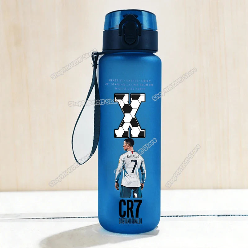 650ml CR7 Ronaldo Water Bottle Soccer Star Letter A-Z Children Outdoor Drink Bottle School Kids Straw Cup Boy Girl Sport Jugs