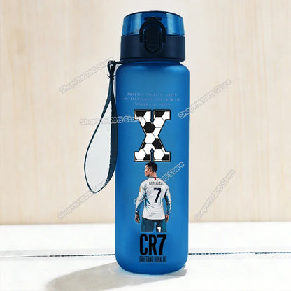 650ml CR7 Ronaldo Water Bottle Soccer Star Letter A-Z Children Outdoor Drink Bottle School Kids Straw Cup Boy Girl Sport Jugs