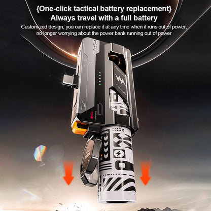 10000mah power bank with replaceable battery fast charging power bank with cable detachable mecha style mobile power bank