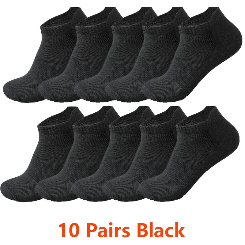 10/20 Pairs Ankle Socks Men Women Mesh Breathable Cotton Couple Student Ear thletic Sports Running Solid Color Boat Socks Summer
