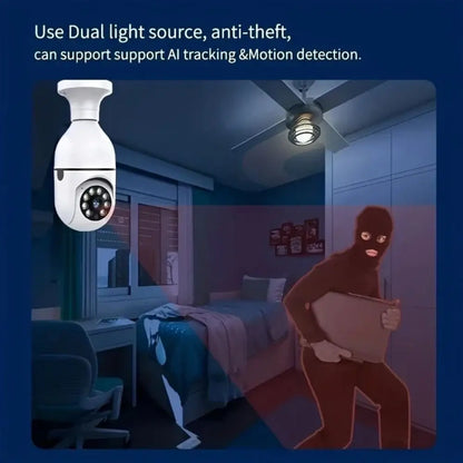 360 Degree Light Bulb Security Camera Full Color Night Vision 5GHz WiFi Surveillance Camera Automatic Human Tracking