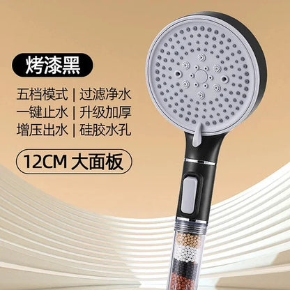 5 Modes High Pressure Shower Head Anti Limestone Filter Hygienic Remove Calcario Shower with Holder and Hose Bath Accessories