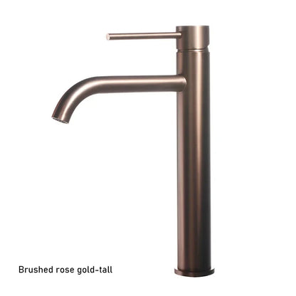 Brushed Gold Bathroom Basin Faucet Cold And Hot Mixer Water Tap Deck Mounted Single Hole & Handle Tall Style Brushed Rose Gold