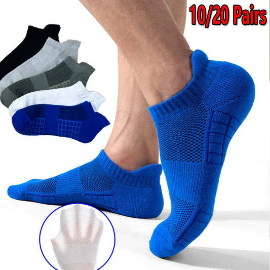 10/20 Pairs Ankle Socks Men Women Mesh Breathable Cotton Couple Student Ear thletic Sports Running Solid Color Boat Socks Summer