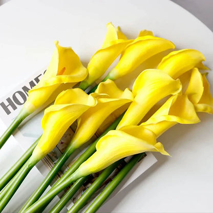 10PCS White Calla Lily Artificial Flower Bouquet Calla Lily Bridal Bouquet Wedding Flower Arrangement Decor Home Spring