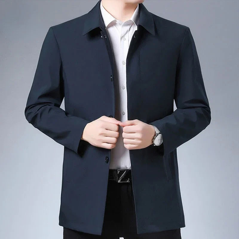 Casual Business Lapel Windbreak Jackets Men Coats New Brand Top Quality Spring Men's Trench Coat Solid Color Mid-length Jacket