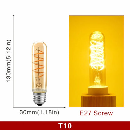 E14 E27 Retro LED Spiral Filament Light Bulb 4W Warm Yellow 220V C35 A60 T45 ST64 T185 T225 G80 G95 G125 Vintage Edison Lamp