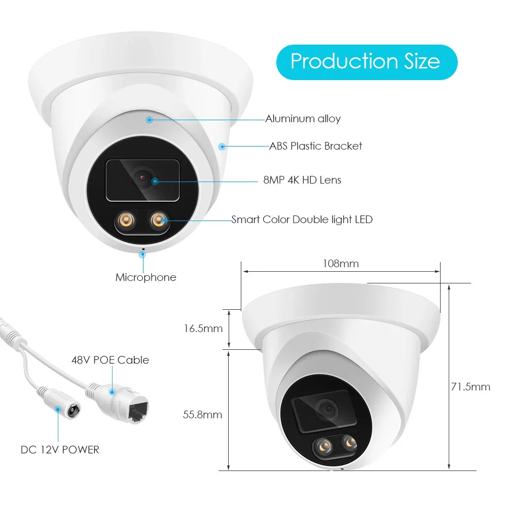 ASECAM 4K Security CCTV Camera System Kit 8MP Face Detect Audio NVR POE AI Outdoor Home Video Surveillance Camera Xmeye