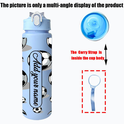 1 customized 25-ounce football-themed water bottle with personalized name and leak-proof design. This sports cup is for family a
