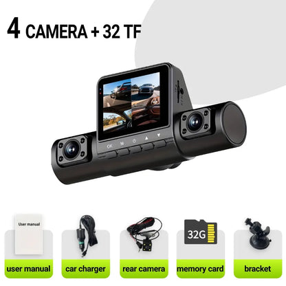 4 Camera Car Dash Cam 2.0 inch 1080P Front Cameras  480P Rear/Left/Right Cameras Wide-Angle Night Vision Collision