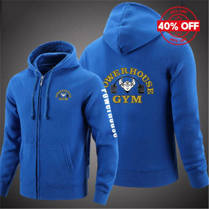 2025 Spring And Autumn Man's Loose Comfortable Versatile Hoodies Coat Powerhouse Gym Logo Logo Print Zipper Hooded Slim Jacket