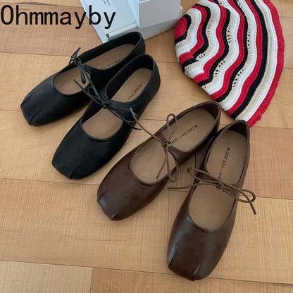 2026 Designer Spring Women Ballet Flats Casual Shallow Butterfly-knot Shoes Soft Sole Women's Elegant Leather Dress Shoes