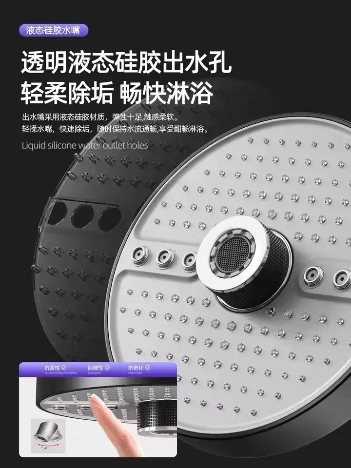 2025 New 5 Modes Large Flow Rainfall Shower Head Supercharge Shower High Pressure Top Spray Rain Showerhead Bathroom Accessories