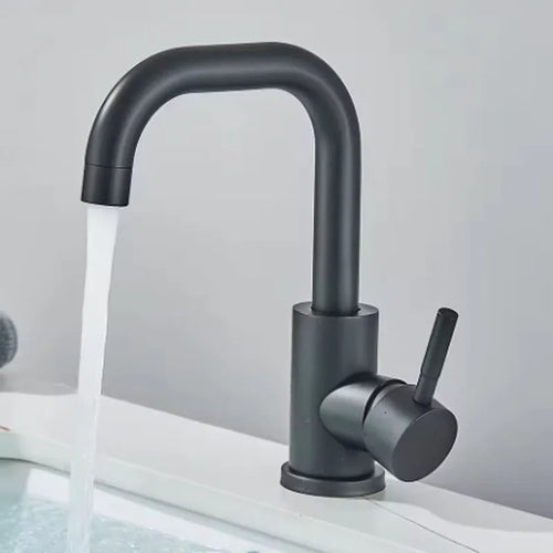 304 Stainless Bathroom Basin Faucet Steel Hot Cold Wash Mixer Crane Tap 360 Rotation Sink Faucets Single Lever Tap For Bathroom