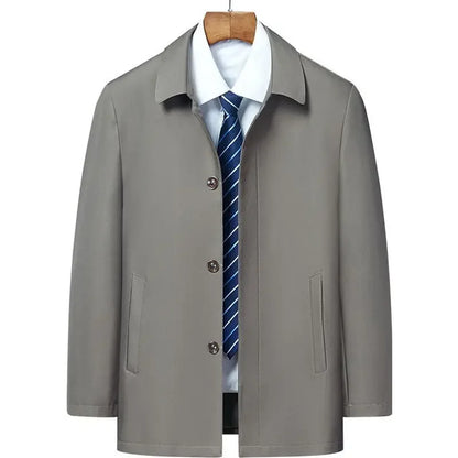 Casual Business Lapel Windbreak Jackets Men Coats New Brand Top Quality Spring Men's Trench Coat Solid Color Mid-length Jacket