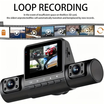 4 Camera Car Dash Cam 2.0 inch 1080P Front Cameras  480P Rear/Left/Right Cameras Wide-Angle Night Vision Collision