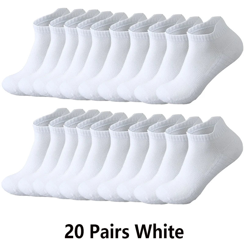 10/20 Pairs Ankle Socks Men Women Mesh Breathable Cotton Couple Student Ear thletic Sports Running Solid Color Boat Socks Summer