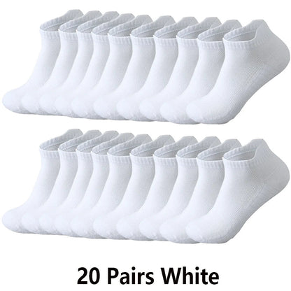 10/20 Pairs Ankle Socks Men Women Mesh Breathable Cotton Couple Student Ear thletic Sports Running Solid Color Boat Socks Summer