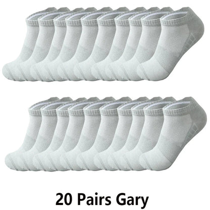 10/20 Pairs Ankle Socks Men Women Mesh Breathable Cotton Couple Student Ear thletic Sports Running Solid Color Boat Socks Summer