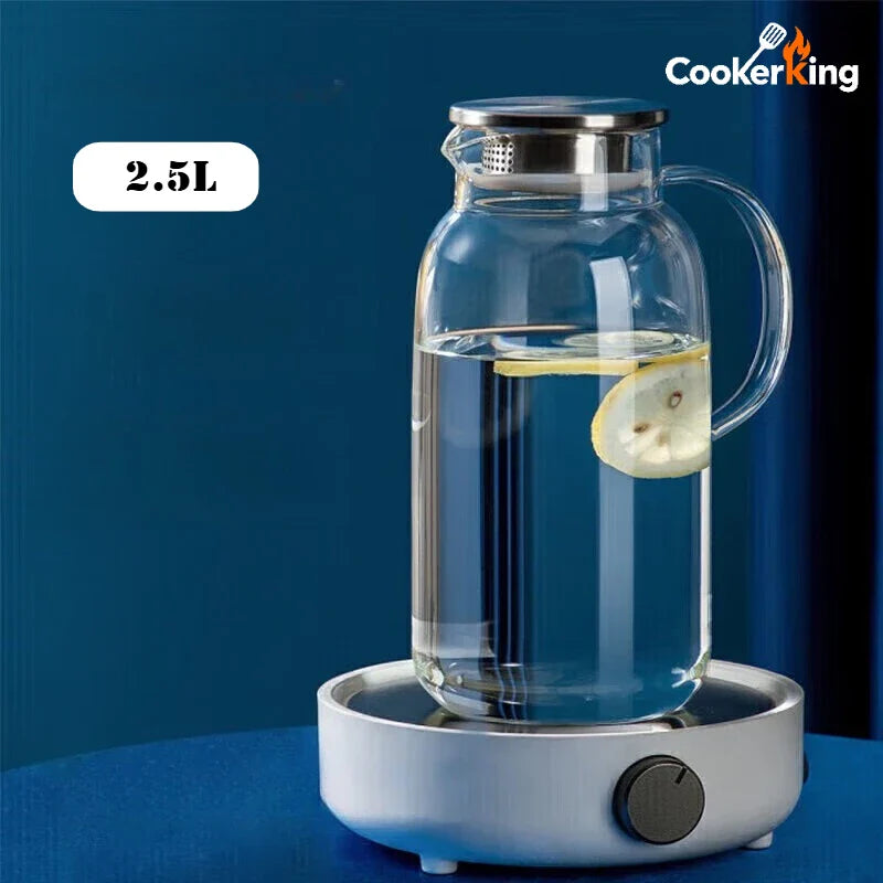 COOKER KING 1.8/2.5L Glass Water Kettle High Borosilicate Glass Large Capacity Teapot High Temperature Resistance Office Use