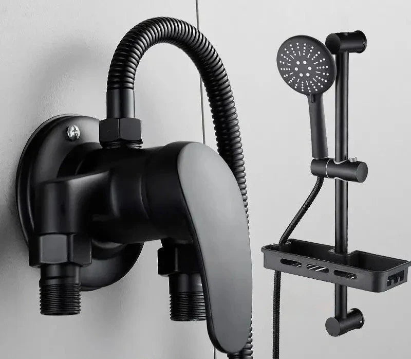 Cold Hot Mixer Tap Bathroom Faucets Black Shower Faucet Shower Head Set Household Wall Mounted Shower Mixer Valve Switch