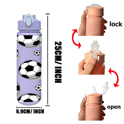 1 customized 25-ounce football-themed water bottle with personalized name and leak-proof design. This sports cup is for family a