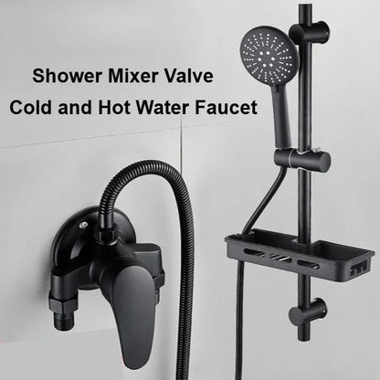 Cold Hot Mixer Tap Bathroom Faucets Black Shower Faucet Shower Head Set Household Wall Mounted Shower Mixer Valve Switch
