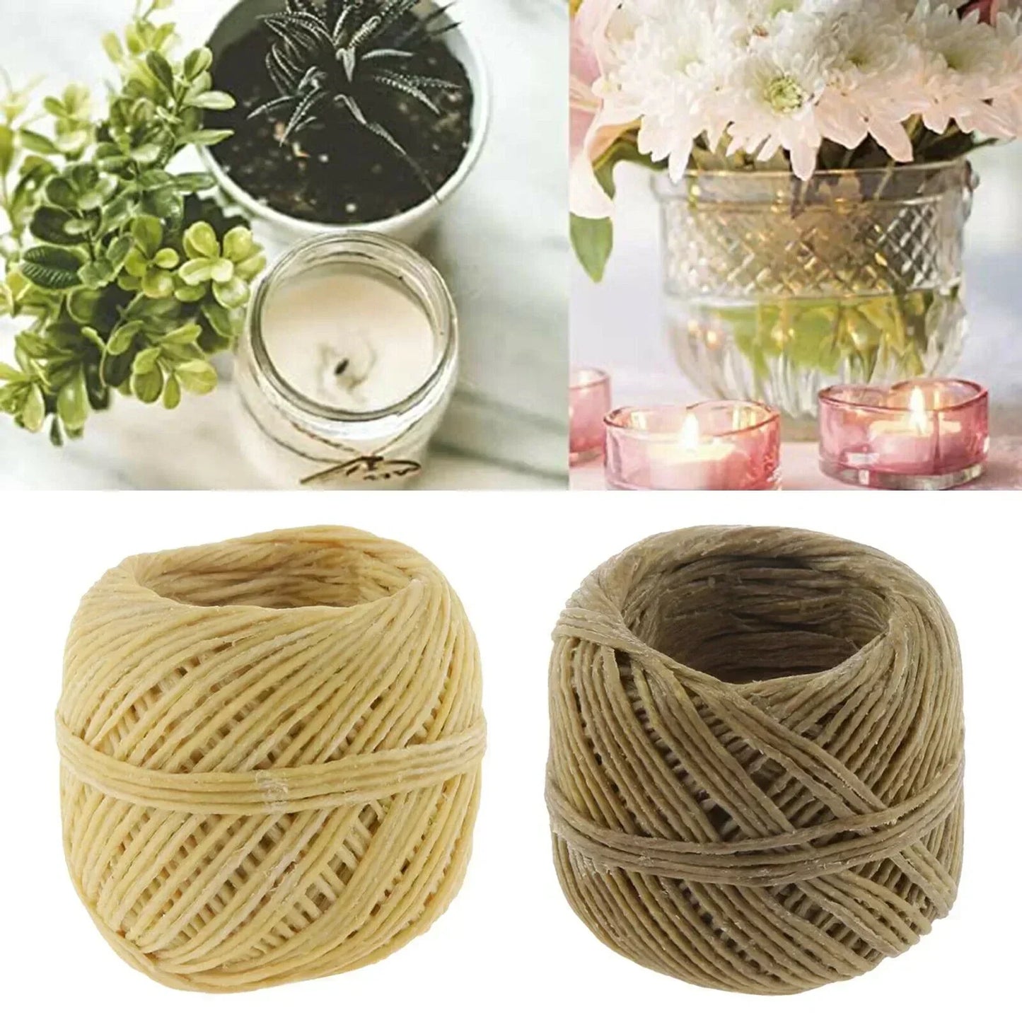 1 Roll Beeswax Wick Organic Hemps Wick 33 FT Well Coated Natural Beeswax For DIY Candle Stick Making Votives Tea Lights New