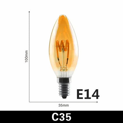 2-10pcs Retro LED Spiral Filament Light Bulb E14 E27 4W 220V Warm Yellow C35 A60 ST64 T185 T225 G80 G95 G125 Vintage Edison Lamp