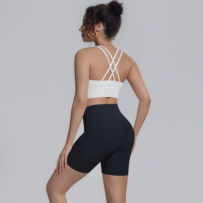 2PCS/set Yoga Set Summer Breathable Running Cycling Backless Sports Bra High Waist Peach Buttocks Fitness Shorts Gym Yoga Set