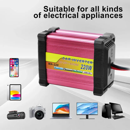 Car Power Inverter 220W Portable Multifunctional SUV RV Supply Inverter Auto Camping Battery Converter USB Voltage Transformer