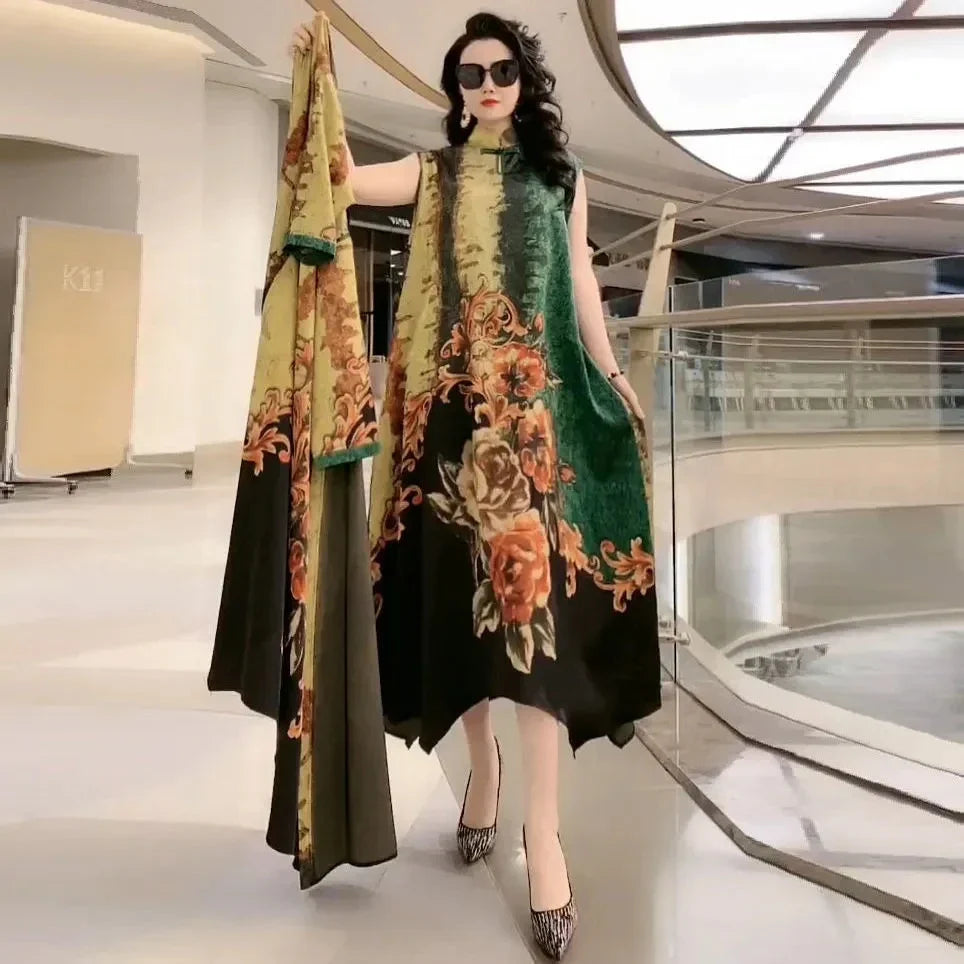 Authentic Silk Dress for Mother, Silkworm Loose Dress, High-End Print, 2-Piece Dress, Women's Dresses, Spring, Summer, New, 2023