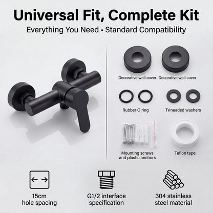 304 Stainless Steel Bathroom Shower Faucet Wall Mounted Triple Tub Faucet Hot and Cold Water Mixing Valve Faucet with G1/2 Inch