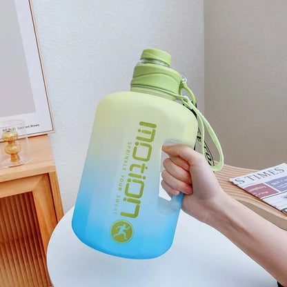 2 Liter Sports Water Bottle With Straw Large Capacity Fitness With Scale Gradient Kettle Outdoor Plastic Portable Water Bottle