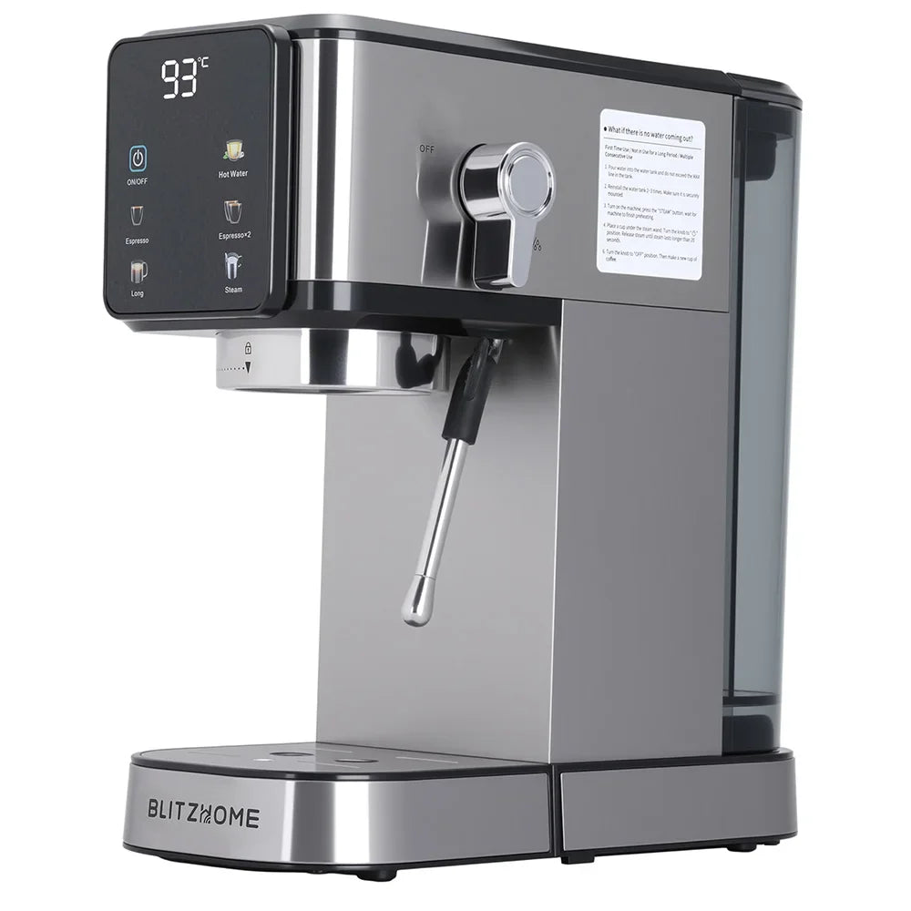 BlitzHome CM5105 Semi-Automatic Espresso Coffee Machine 20Bar 1350W with Touchscreen Control Cup Warmer 1L Removable Water Tank