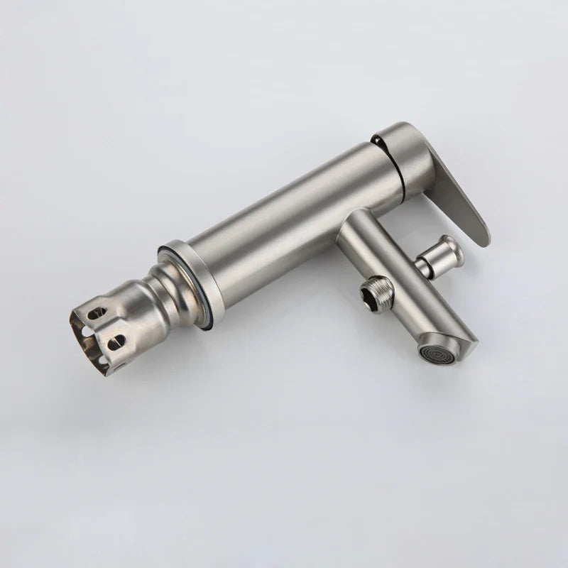 Bathroom Basin Faucet Stainless Steel Single Handle Sink Faucets Cold and Hot Water Mixer Bathtub Tap with Shower Set