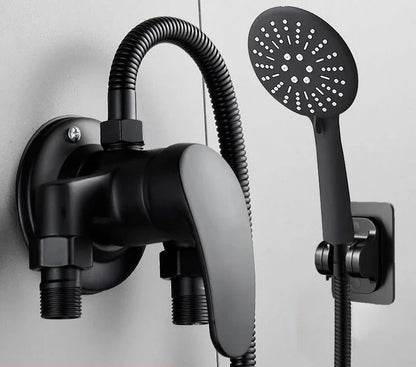 Cold Hot Mixer Tap Bathroom Faucets Black Shower Faucet Shower Head Set Household Wall Mounted Shower Mixer Valve Switch