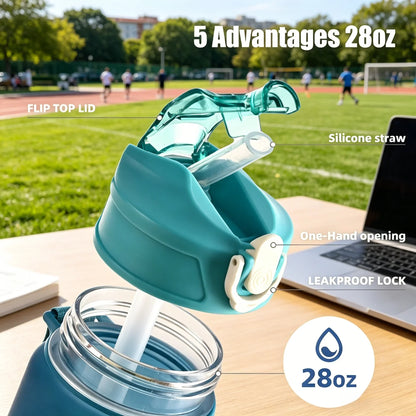 750ML Large Capacity Sports Water Bottle Leak Proof Colorful Plastic Cup Drinking Outdoor Travel Portable Gym Fitness Jugs