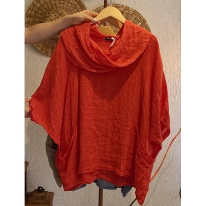 2025 Women New Fashion Off Shoulder Oversize Blouse Solid Bat Sleeve Tops Spring Summer Loose Irregular Hem Shirt Female Holiday