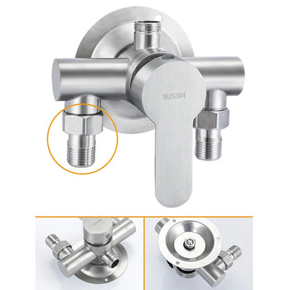 304 Stainless Steel Shower Faucet Mixer Valve Double Type Bathroom Shower Hot Cold Water Tap G1/2’ Bathtub Faucet