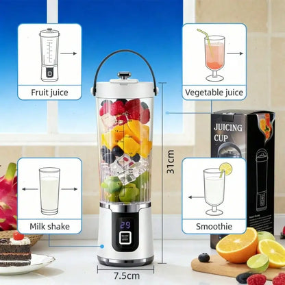 2 colors gorgeous Portable USB charging mini blender and juicer - 3 modes, digital display, 12 blades, 15 OZ, easy to clean, sui