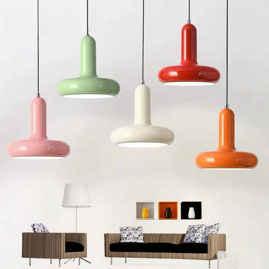 Bauhaus Modern Cream Style Bedroom Bedside Lamps Nordic Macaron Creative Dining Table Bar Lamps Danish Designer Small Chandelier